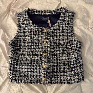 Vineyard Vines Navy and White Checkered Sleeveless Top